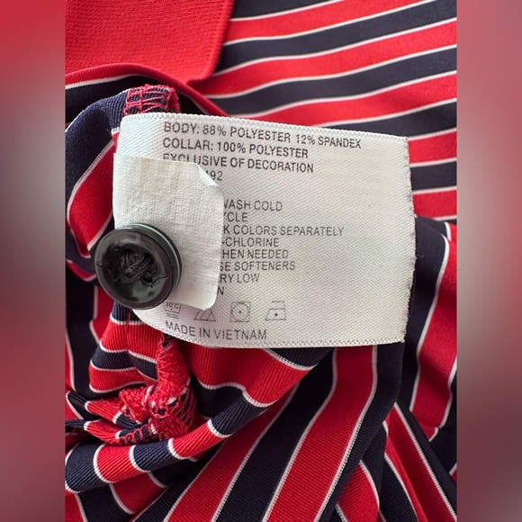 Men’s Greg Norman Golf Polo, Red White Blue Stripe Classic, size Large - Picture 4 of 6